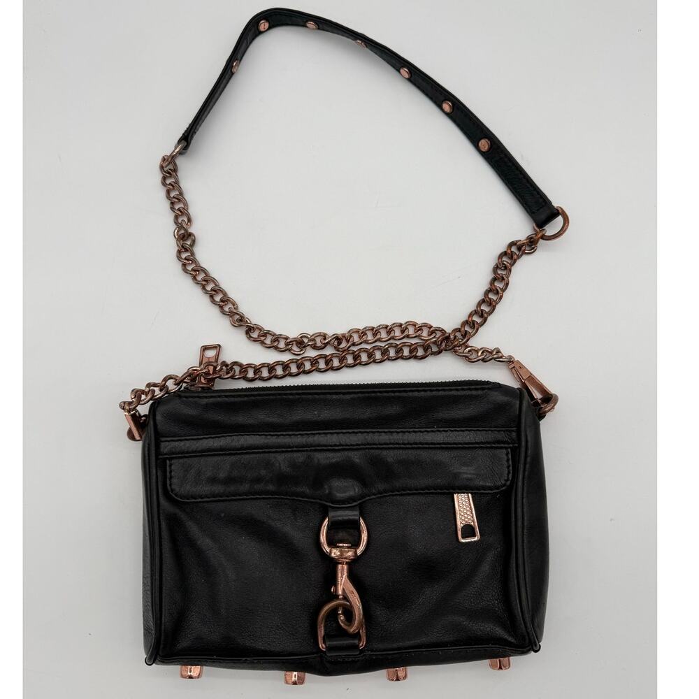 Rebecca Minkoff Mini M.A.C. Crossbody Black Leather Grunge Purse